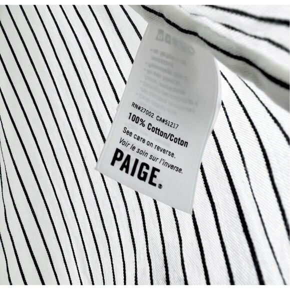 Paige Jenelle Collarless Ruffle Stripe Button Up Shirt Small Corpcore Neutral - Picture 5 of 7